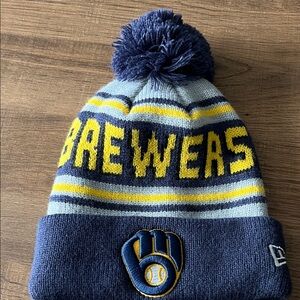 New Era Brewers Navy and Yellow Knit Beanie